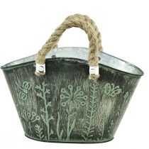 Product Flower pot with handles bag metal jute 19×13.5×13.5cm