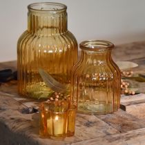 Product Flower vase glass orange retro design Ø11cm H14.5cm 2pcs