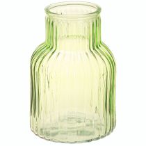 Product Flower vase retro green glass vase grooves Ø13.5cm H20cm