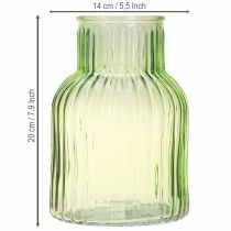Product Flower vase retro green glass vase grooves Ø13.5cm H20cm