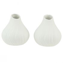 Product Flower vase ceramic onion shape white Ø13cm H13.5cm 2pcs