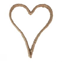 Boho style, heart metal ring decorative ring jute ribbon 20cm 4pcs
