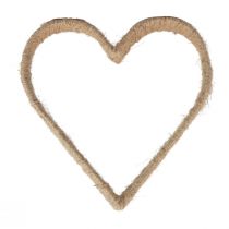 Product Boho style, heart metal ring decoration jute ribbon 30cm