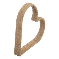 Boho style, heart metal ring decoration jute ribbon 30cm