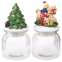 Product Candy jar with lid Christmas bonboniere H20cm 2pcs