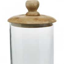 Product Glass jar with lid, bonboniere, glass jar natural color, clear Ø11cm H19cm 2pcs