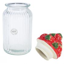 Product Bonboniere glass ceramic lid strawberry Ø10.5cm H26cm