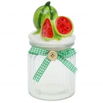 Candy dish made of glass with fruit cover melon H15,5cm