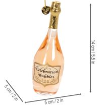 Product Glass Champagne Bottle and Glass Bauble Set - 14cm Ornament for Christmas Tree