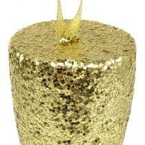 Product Hanger champagne glass light gold glitter 15cm New Years Eve and Christmas