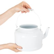 Product Charming decorative teapot in white, metal planter in country style, vintage planter 27x20.5cm