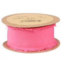 Product Chiffon ribbon pink neon fabric ribbon with fringes 40mm 15m