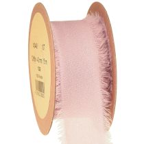 Product Chiffon ribbon pink fabric ribbon with fringes 40mm 15m