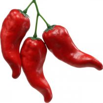 Red chili peppers deco food dummy 9cm 3pcs on branch