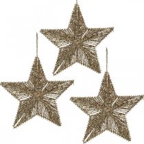 Product Christmas tree decorations, Advent decorations, star pendant Golden B20.5cm 6pcs