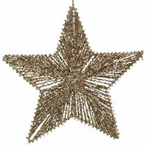 Product Christmas tree decorations, Advent decorations, star pendants golden W30cm 4pcs