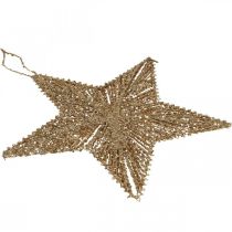 Product Christmas tree decorations, Advent decoration, star pendant golden W15cm 8 pieces