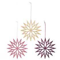Product Christmas tree ornaments, snowflakes, wooden decoration, Scandinavian style, 15cm, 8 pieces