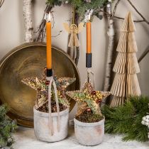 Product Christmas tree decorations, Advent decorations, star pendants golden W30cm 4pcs