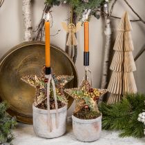 Product Christmas tree decoration, Advent decoration, star pendant Golden W30cm 4 pcs