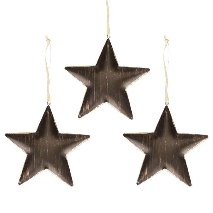 Christmas tree decoration decoration star metal black gold Ø15cm 3pcs
