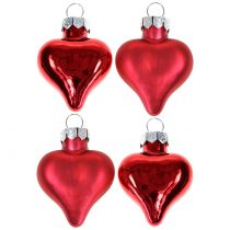 Christmas tree decorations hearts red 3cm 22 pcs