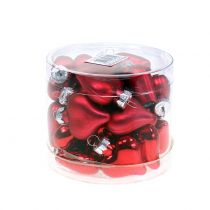 Product Christmas tree decorations hearts red 3cm 22 pcs