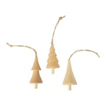 Christmas tree decorations wooden fir tree, wooden pendant natural 7-8cm 12pcs