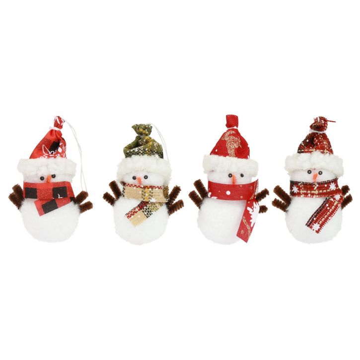 Christmas tree decorations snowman with hat H9cm 4pcs
