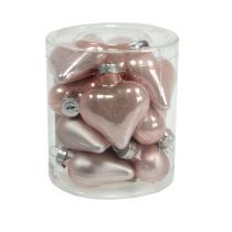 Product Mini glass hearts pink 4cm 12 pcs