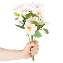 Product Artificial Christmas Rose Bouquet, 35cm, Set of 6, Pink and White