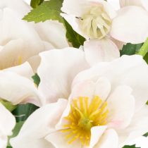 Product Artificial Christmas Rose Bouquet, 35cm, Set of 6, Pink and White