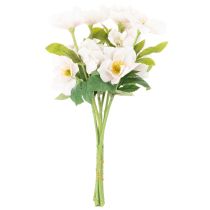 Product Artificial Christmas Rose Bouquet, 35cm, Set of 6, Pink and White