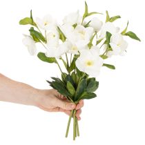 Product Christmas Rose Artificial Flower White Decorative Artificial Flower Bunch, 40cm, 4 Pieces