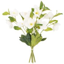 Product Christmas Rose Artificial Flower White Decorative Artificial Flower Bunch, 40cm, 4 Pieces