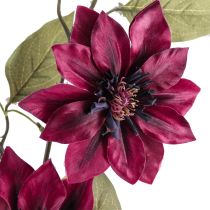 Product Clematis artificial 3 flowers artificial flowers Bordeaux 81cm 2pcs