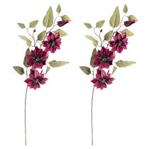Product Clematis artificial 3 flowers artificial flowers Bordeaux 81cm 2pcs