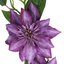 Artificial clematis, silk flower, decorative branch with clematis flowers violet L84cm