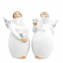 Product Decorative angel with heart and star white, silver Ø7.5 H15cm 2pcs