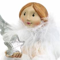 Product Decorative angel with heart and star white, silver Ø7.5 H15cm 2pcs