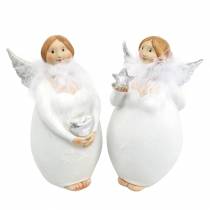 Product Decorative angel with heart and star white, silver Ø7.5 H15cm 2pcs
