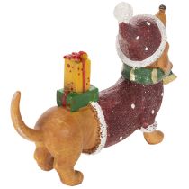 Product Dachshund Christmas Figurine with Gift and Hat, 18cm