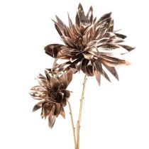 Product Artificial Dahlia Long-Stemmed with Two Blooms, 75cm, Metallic Champagne
