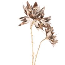 Product Artificial Dahlia Long-Stemmed with Two Blooms 75cm Metallic Champagne