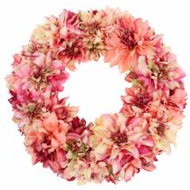 Dahlia blossom wreath pink, cream Ø42cm