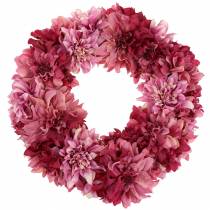 Dahlia flower wreath pink, mallow Ø42cm