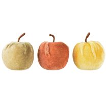 Product Decorative apples fabric apple velvet brown yellow Ø5cm H6cm 12 pcs