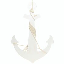 Product Decorative anchor white blue maritime decoration for hanging H58.5cm