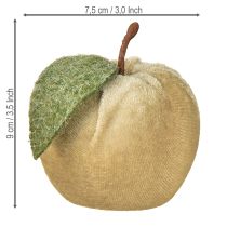 Product Decorative Apple Velvet with Leaf Brown Yellow Ø7.5cm H9cm 9 pcs