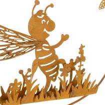 Product Decorative metal bee, rust finish, garden decoration for hanging, Ø14cm, 4 pieces